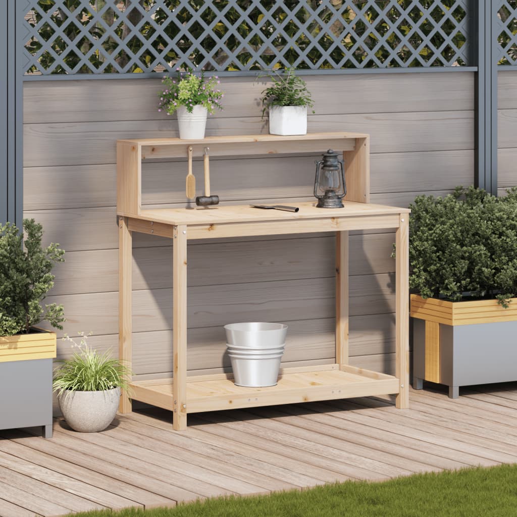 vidaXL Potting Table with Shelves 108x50x109.5 cm Solid Wood Pine