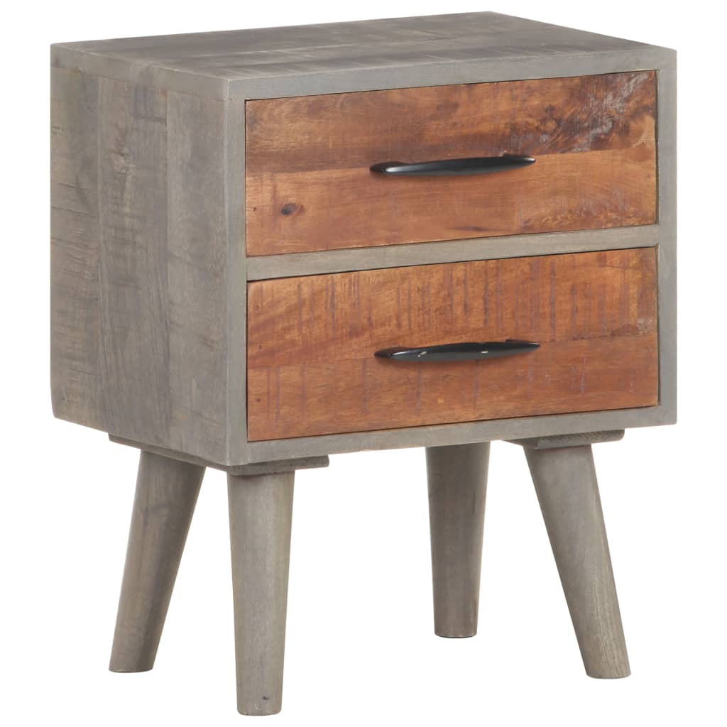 vidaXL Bedside Cabinet Grey 40x30x50 cm Solid Rough Mango Wood