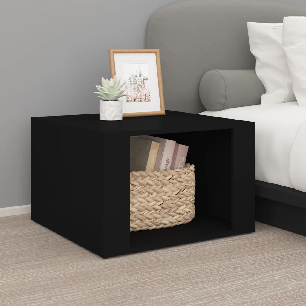 vidaXL Bedside Table Black 57x55x36 cm Engineered Wood