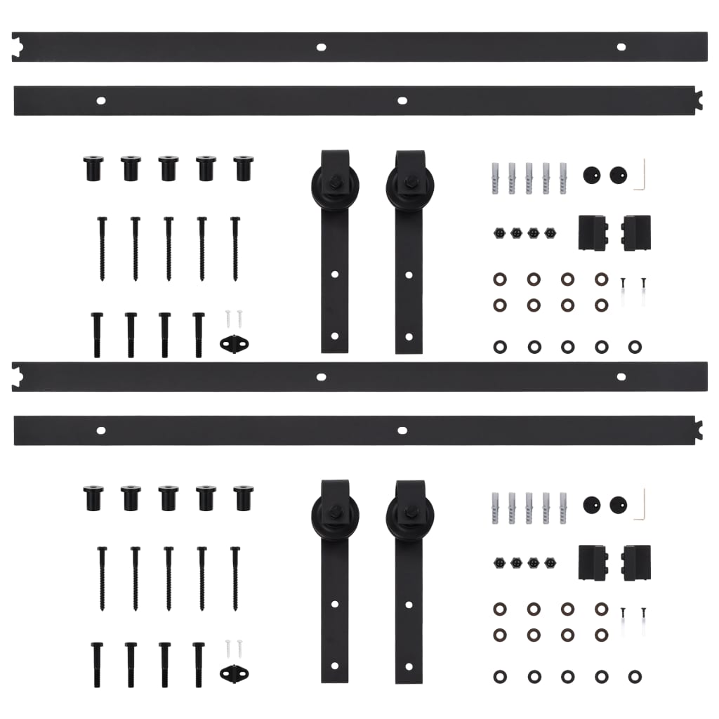 vidaXL Sliding Door Hardware Kits 2 pcs 200 cm Steel Black