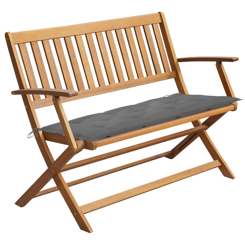 vidaXL Garden Bench with Cushion 120 cm Solid Acacia Wood
