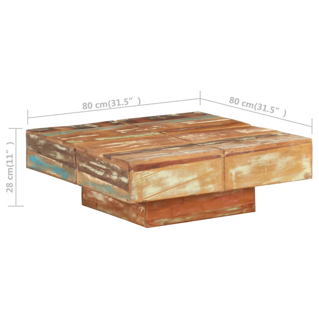 vidaXL Coffee Table 80x80x28 cm Solid Reclaimed Wood