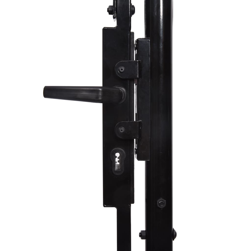 vidaXL Fence Gate Single Door with Arched Top Steel 1x1.5 m Black