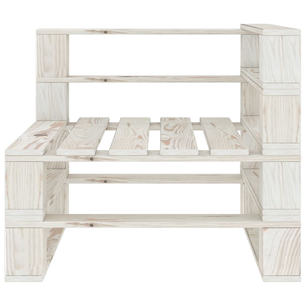 vidaXL Garden 2-Seater Pallet Sofa White Solid Pinewood