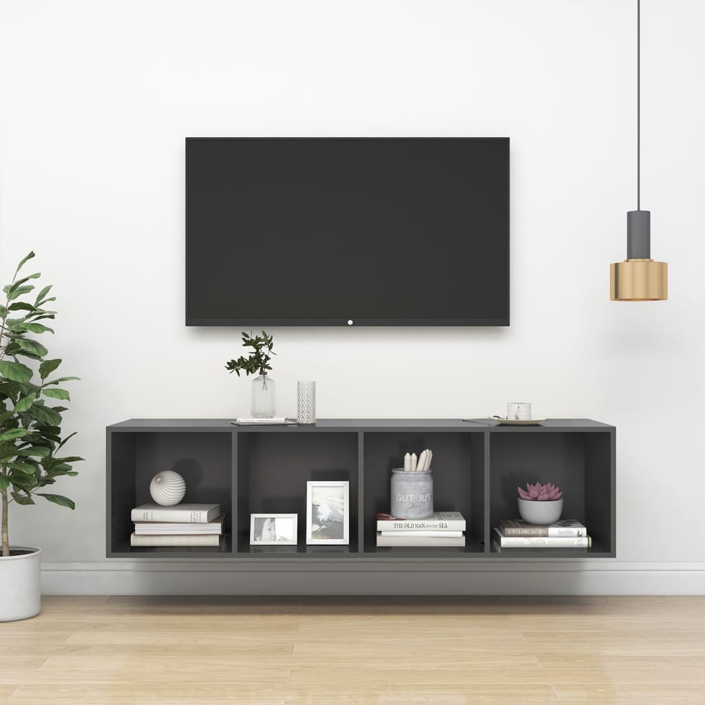 vidaXL Wall-mounted TV Cabinet Grey 37x37x142.5 cm Engineered Wood