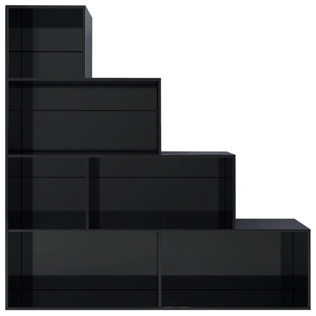 vidaXL Book Cabinet/Room Divider High Gloss Black 155x24x160 cm Engineered Wood