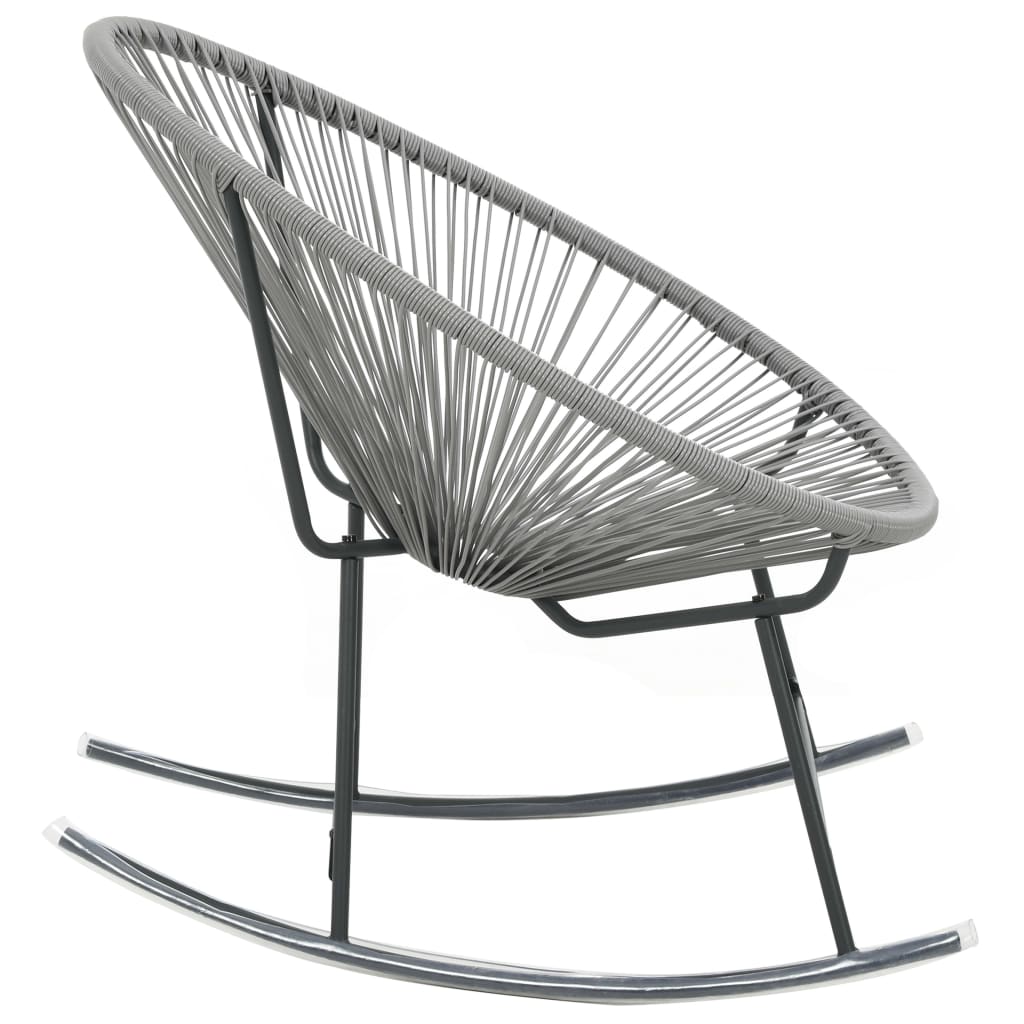 vidaXL Outdoor Rocking Moon Chair Grey Poly Rattan