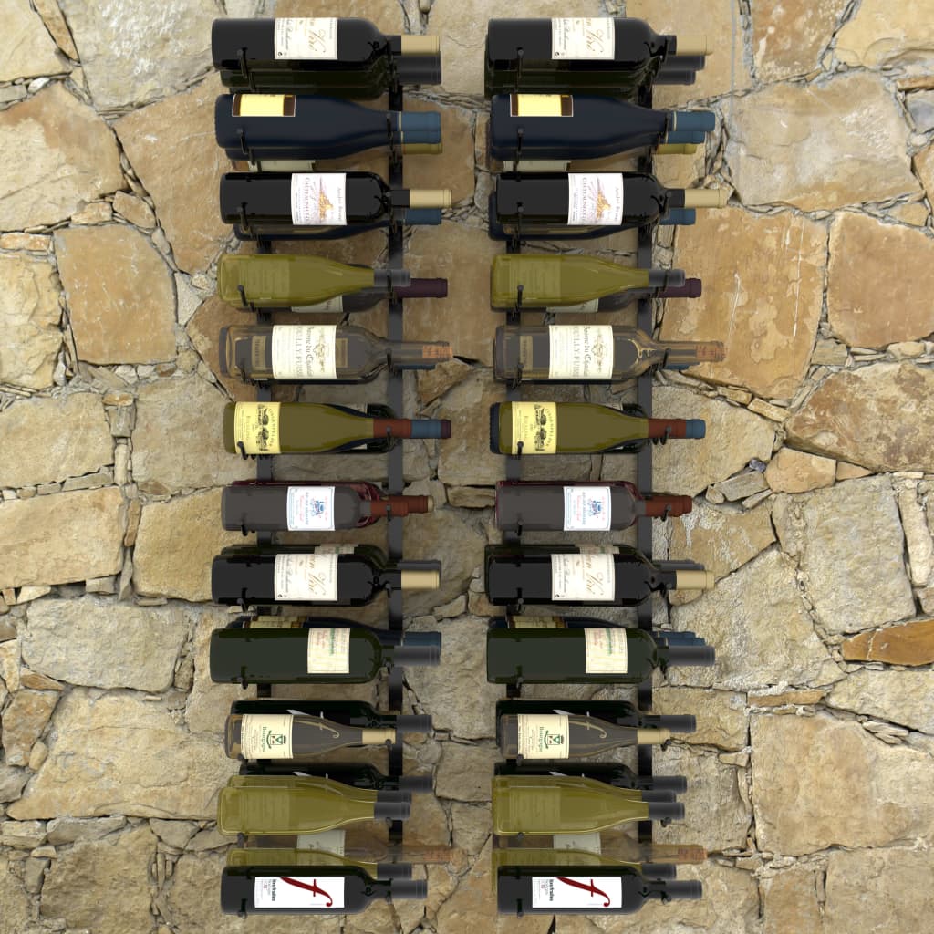 vidaXL Wall-mounted Wine Racks for 72 Bottles 2 pcs Black Iron