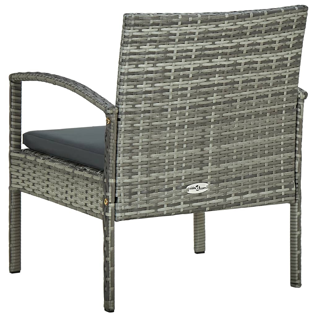 vidaXL Garden Chair with Cushion Poly Rattan Grey