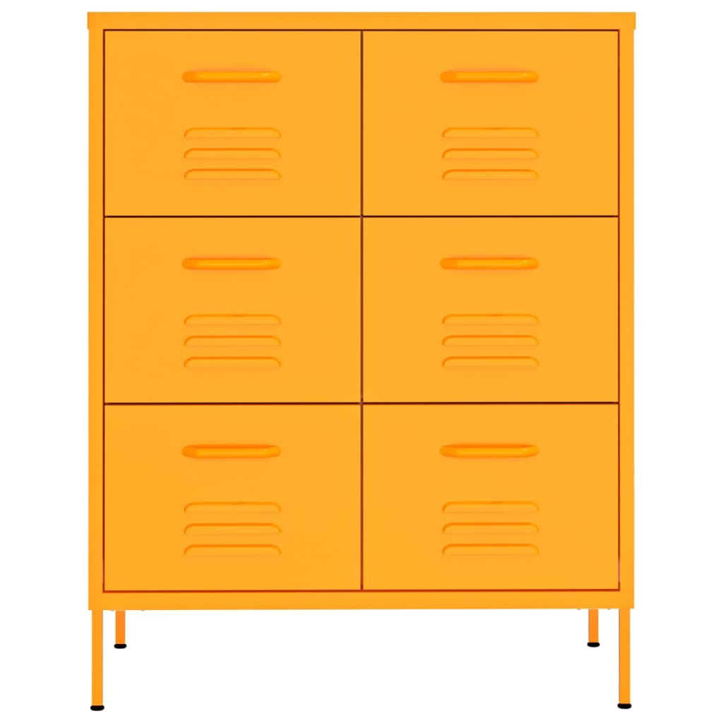 vidaXL Drawer Cabinet Mustard Yellow 80x35x101.5 cm Steel