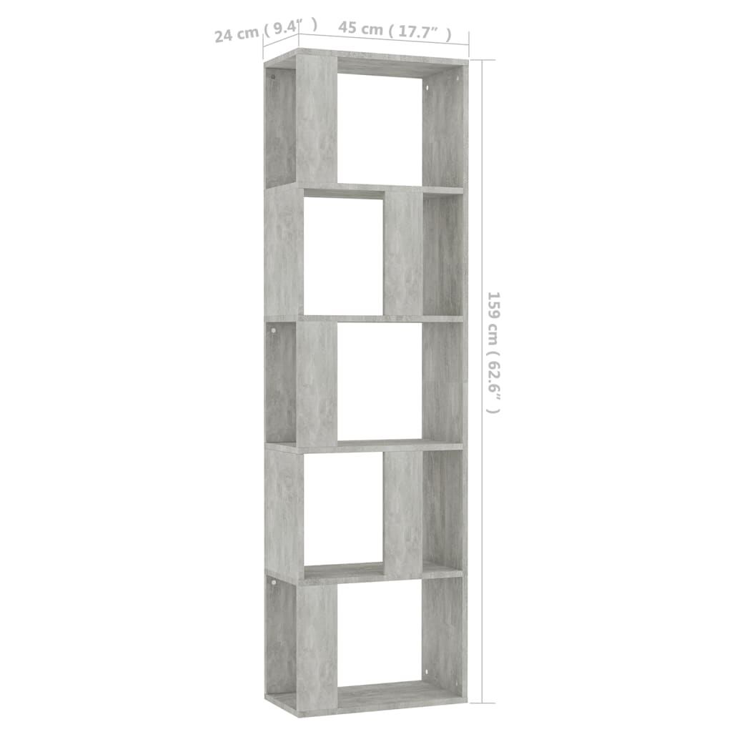 vidaXL Book Cabinet/Room Divider Concrete Grey 45x24x159 cm Engineered Wood