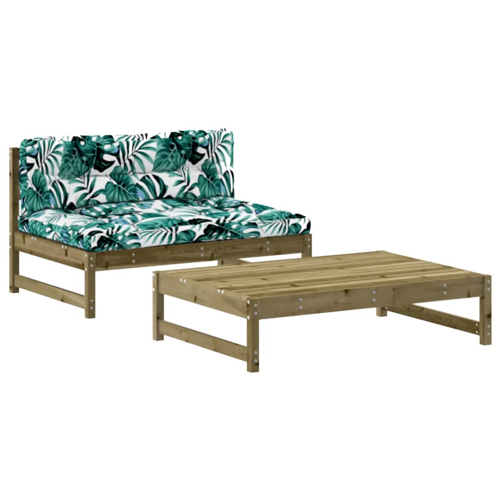 vidaXL 2 Piece Garden Lounge Set with Cushions Impregnated Wood Pine