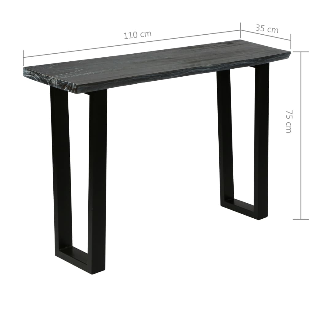 vidaXL Console Table Solid Mindi Wood 110x35x75 cm Grey