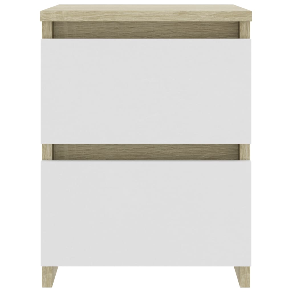vidaXL Bedside Cabinets 2 pcs White and Sonoma Oak 30x30x40 cm Engineered Wood