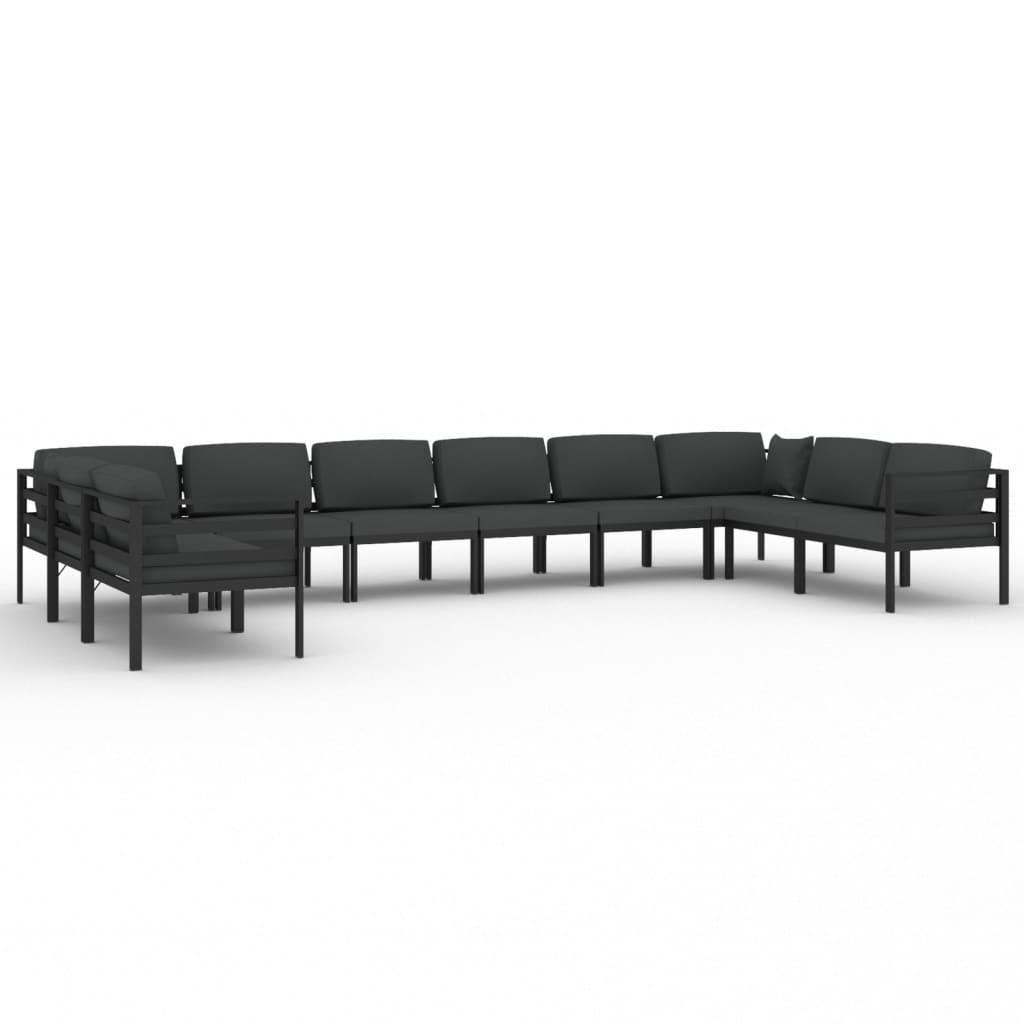 vidaXL 10 Piece Garden Lounge Set with Cushions Aluminium Anthracite