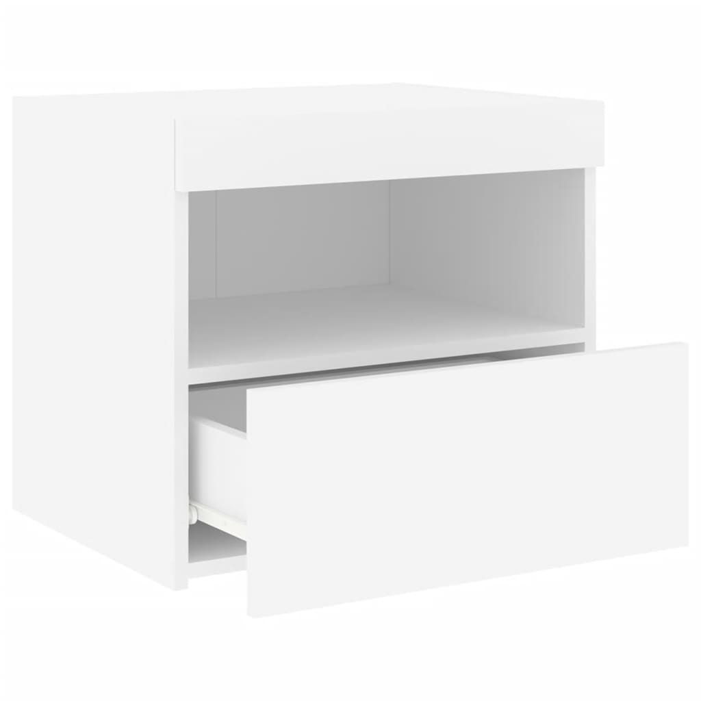 vidaXL Bedside Cabinet with LED Lights White 50x40x45 cm