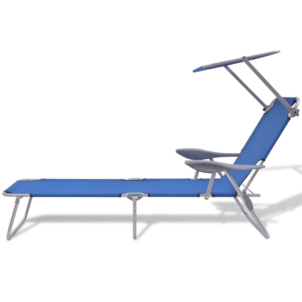 vidaXL Sun Lounger with Canopy Steel Blue