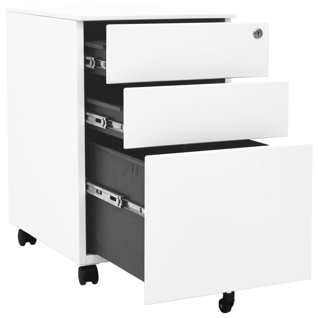 vidaXL Mobile File Cabinet White 39x45x60 cm Steel