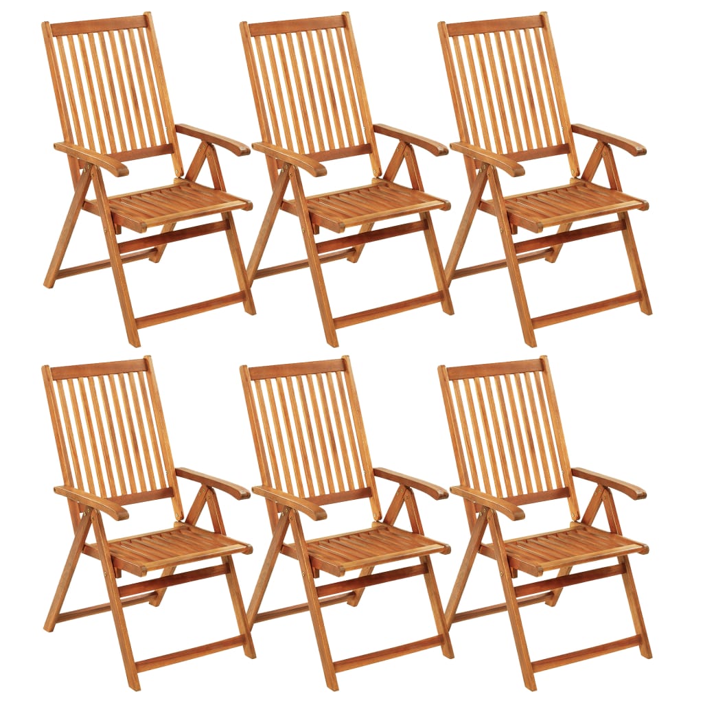 vidaXL Folding Garden Chairs 6 pcs with Cushions Solid Acacia Wood
