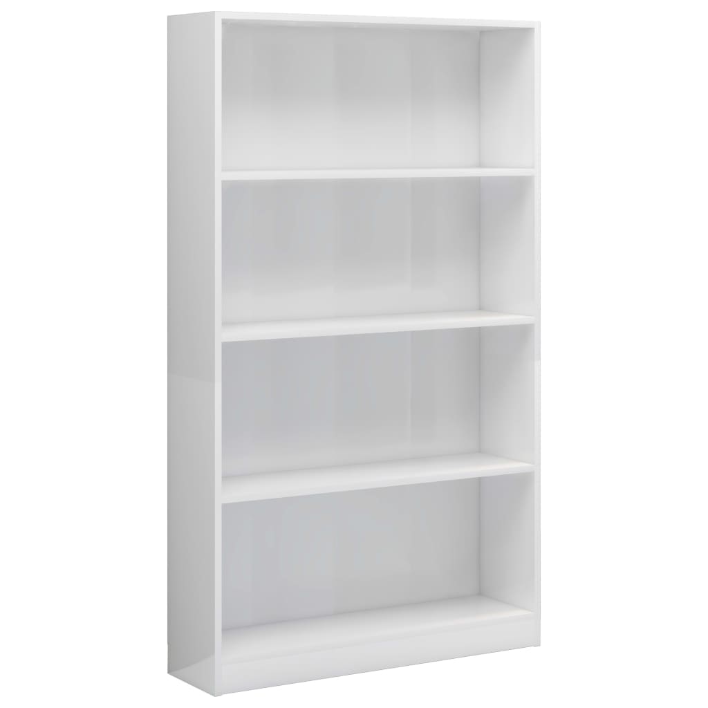 vidaXL 4-Tier Book Cabinet High Gloss White 80x24x142 cm Engineered Wood