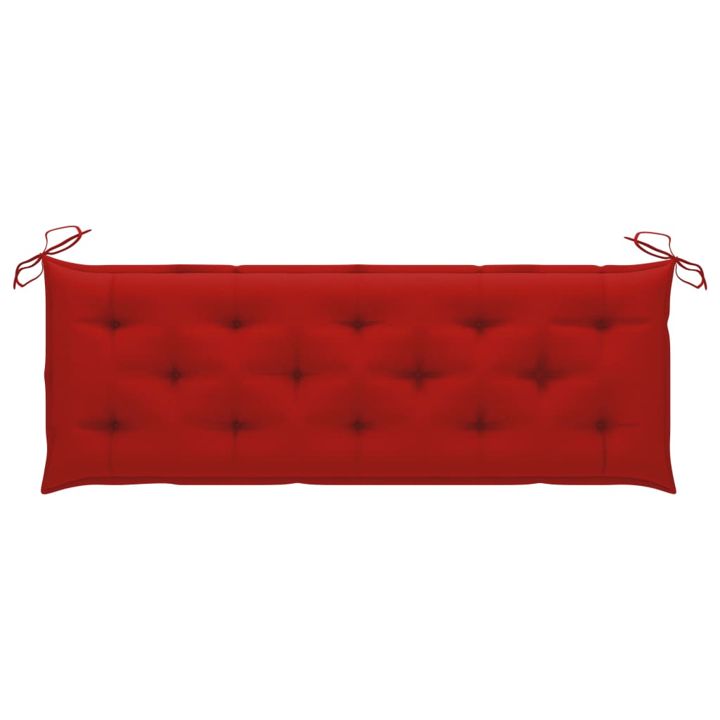 vidaXL Batavia Bench with Red Cushion 150 cm Solid Teak Wood