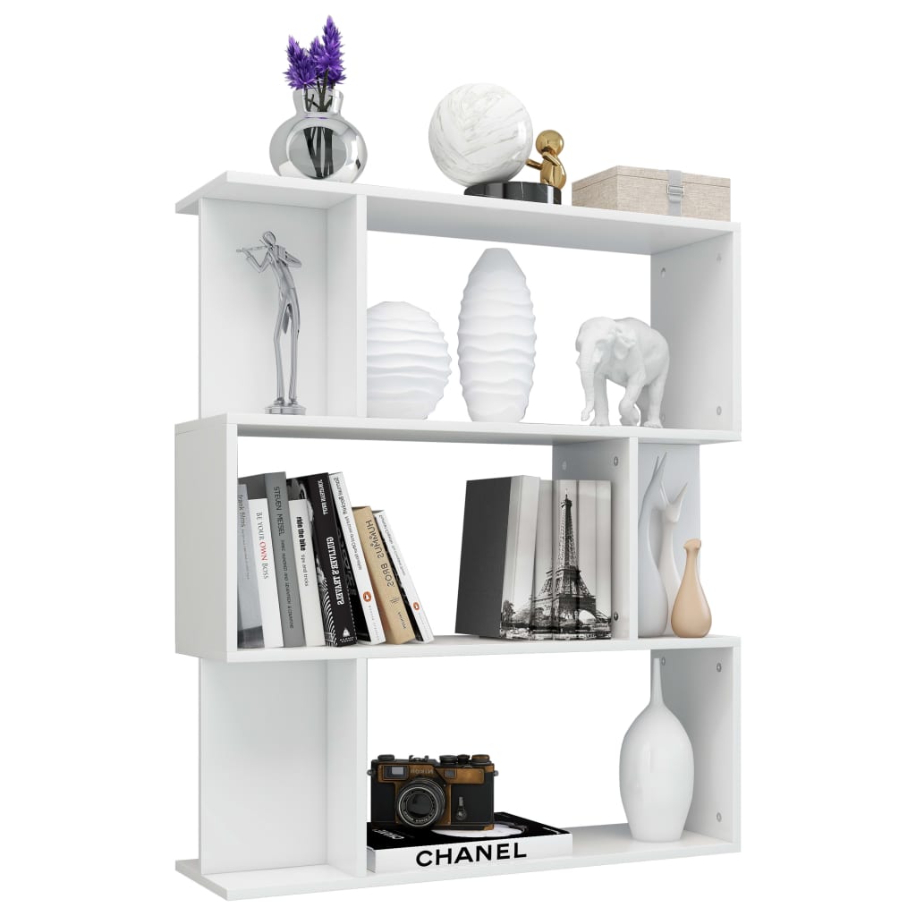 vidaXL Book Cabinet/Room Divider High Gloss White 80x24x96 cm Engineered Wood