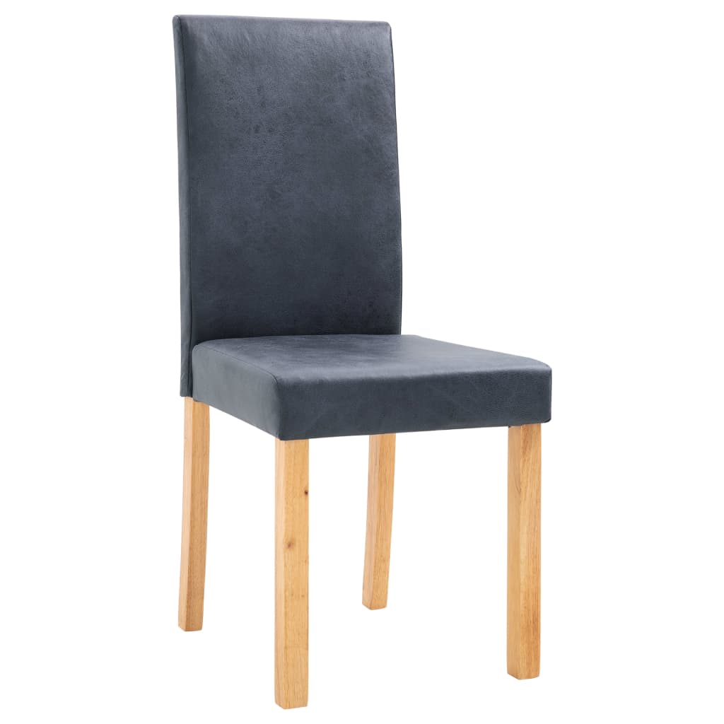 vidaXL Dining Chairs 2 pcs Grey Faux Suede Leather