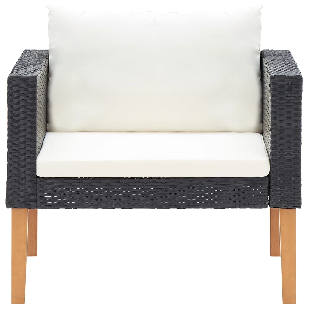 vidaXL Single Garden Sofa with Cushions Poly Rattan Black
