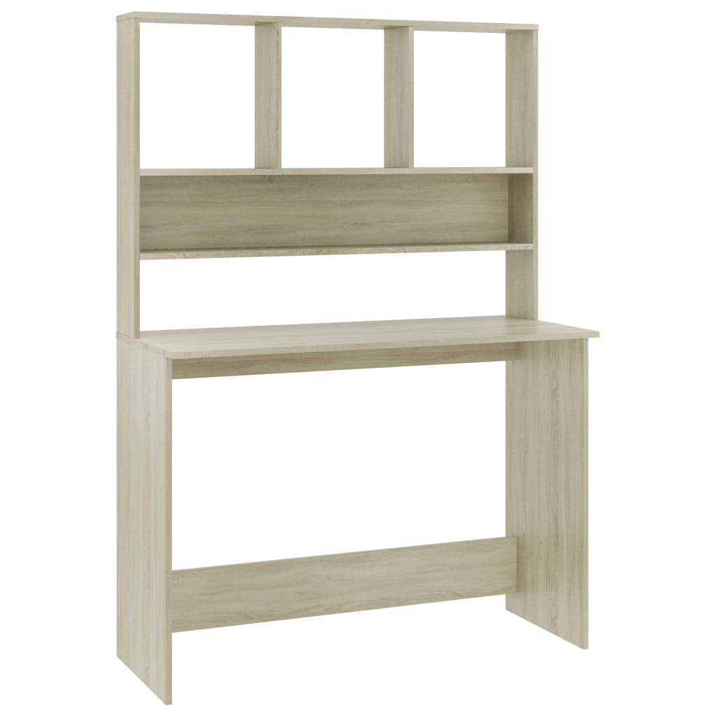 vidaXL Desk with Shelf Sonoma Oak 110x45x157 cm Engineered Wood