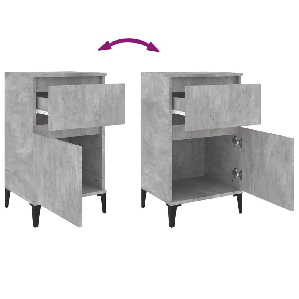 vidaXL Bedside Cabinets 2 pcs Concrete Grey 40x35x70 cm