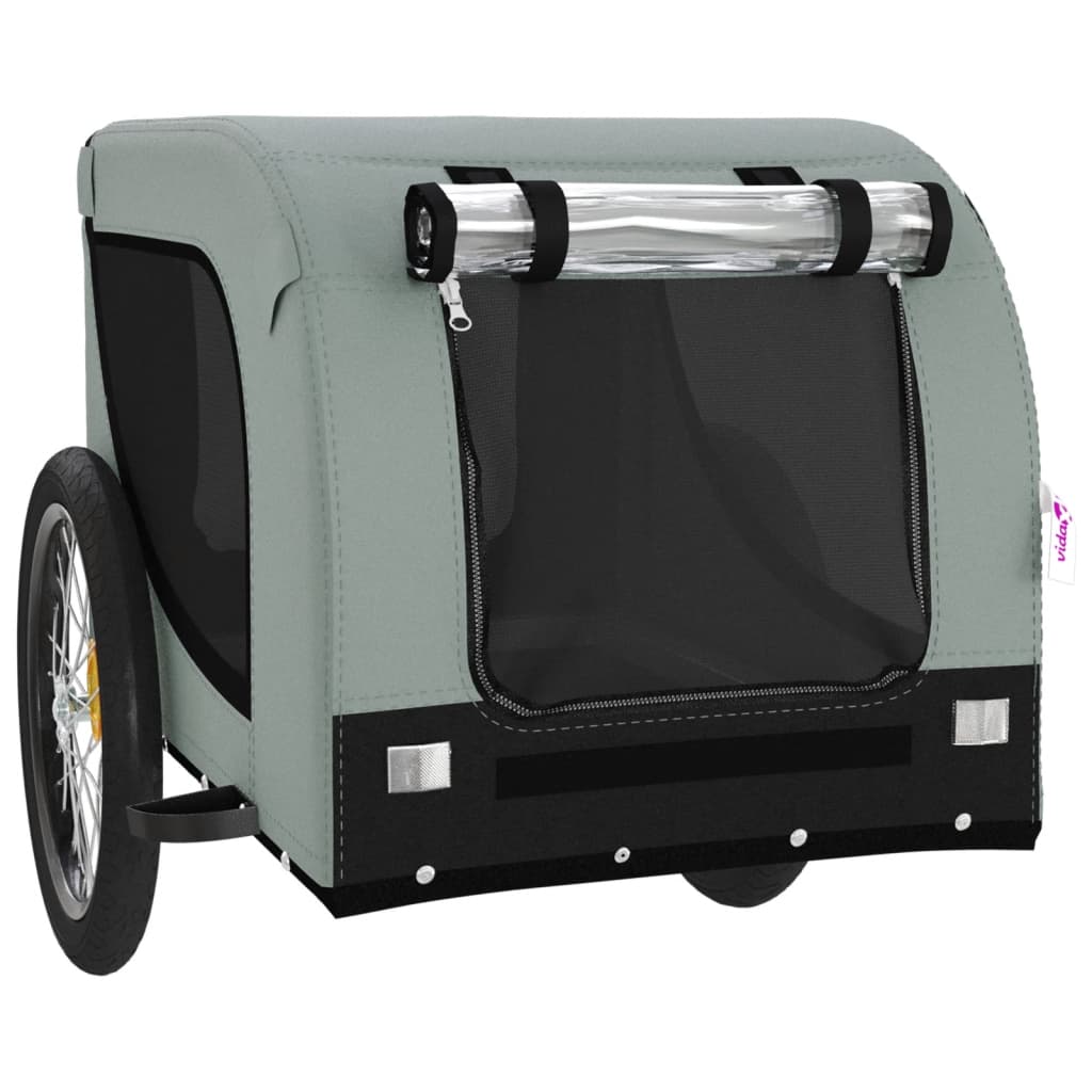 vidaXL Dog Bike Trailer Grey and Black Oxford Fabric and Iron vidaXL