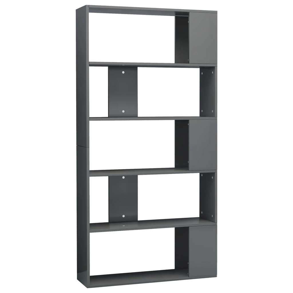 vidaXL Book Cabinet/Room Divider High Gloss Grey 80x24x159 cm Engineered Wood