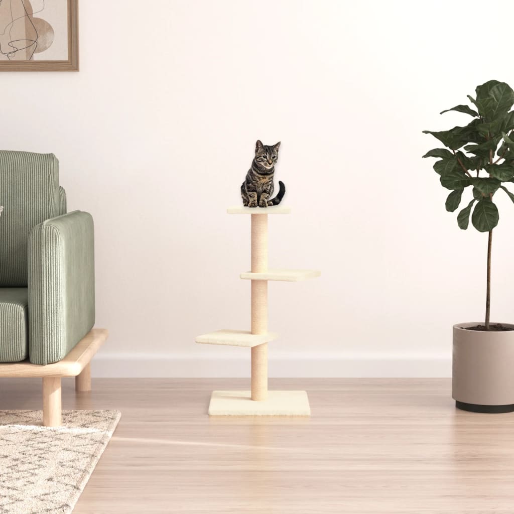 vidaXL Cat Tree with Sisal Scratching Posts Cream 70 cm