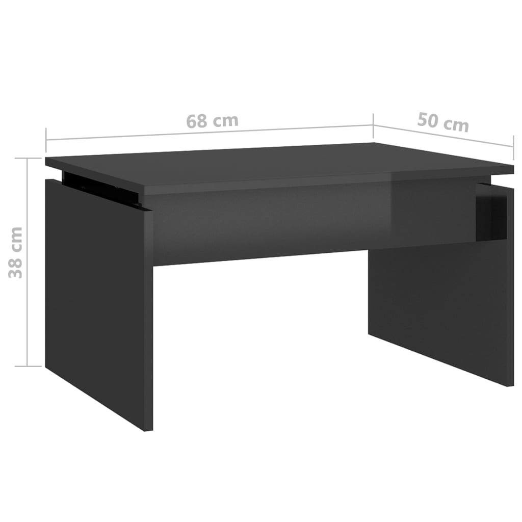 vidaXL Coffee Table High Gloss Grey 68x50x38 cm Engineered Wood