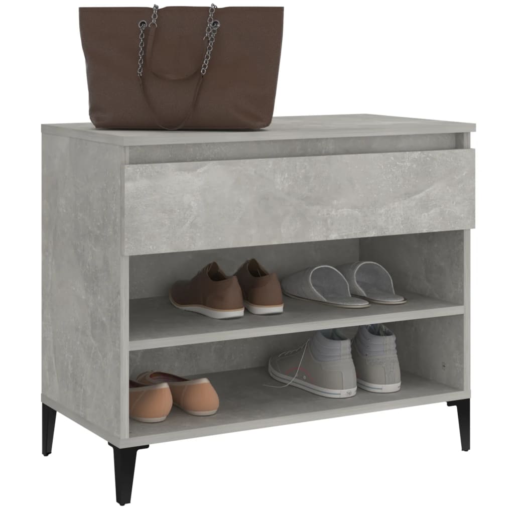 vidaXL Shoe Cabinet Concrete Grey 70x36x60 cm Engineered Wood