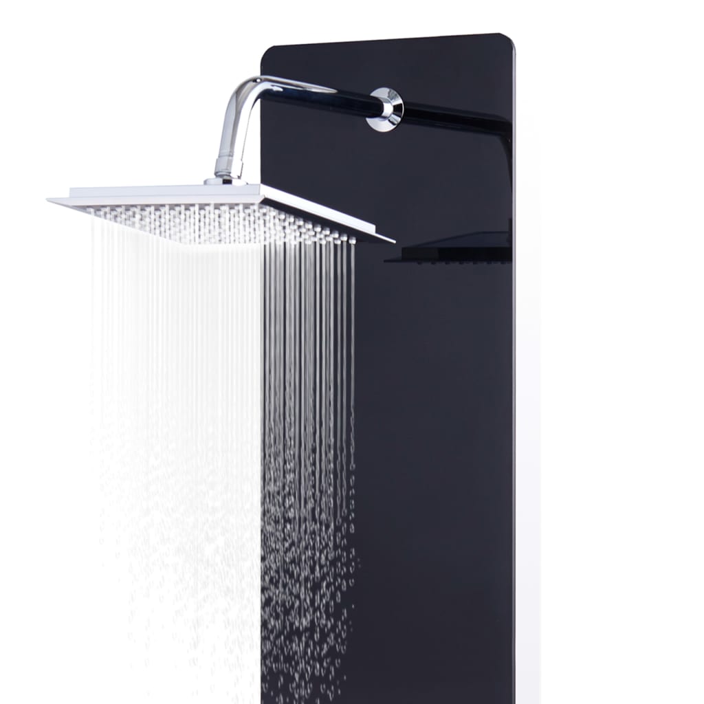 vidaXL Shower Panel Unit Glass 25x44.6x130 cm Black