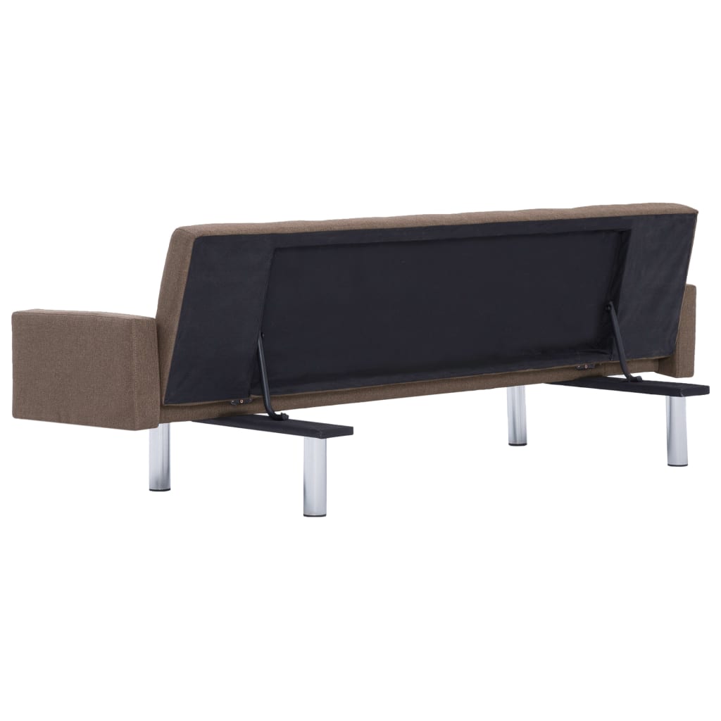 vidaXL Sofa Bed with Armrest Brown Polyester