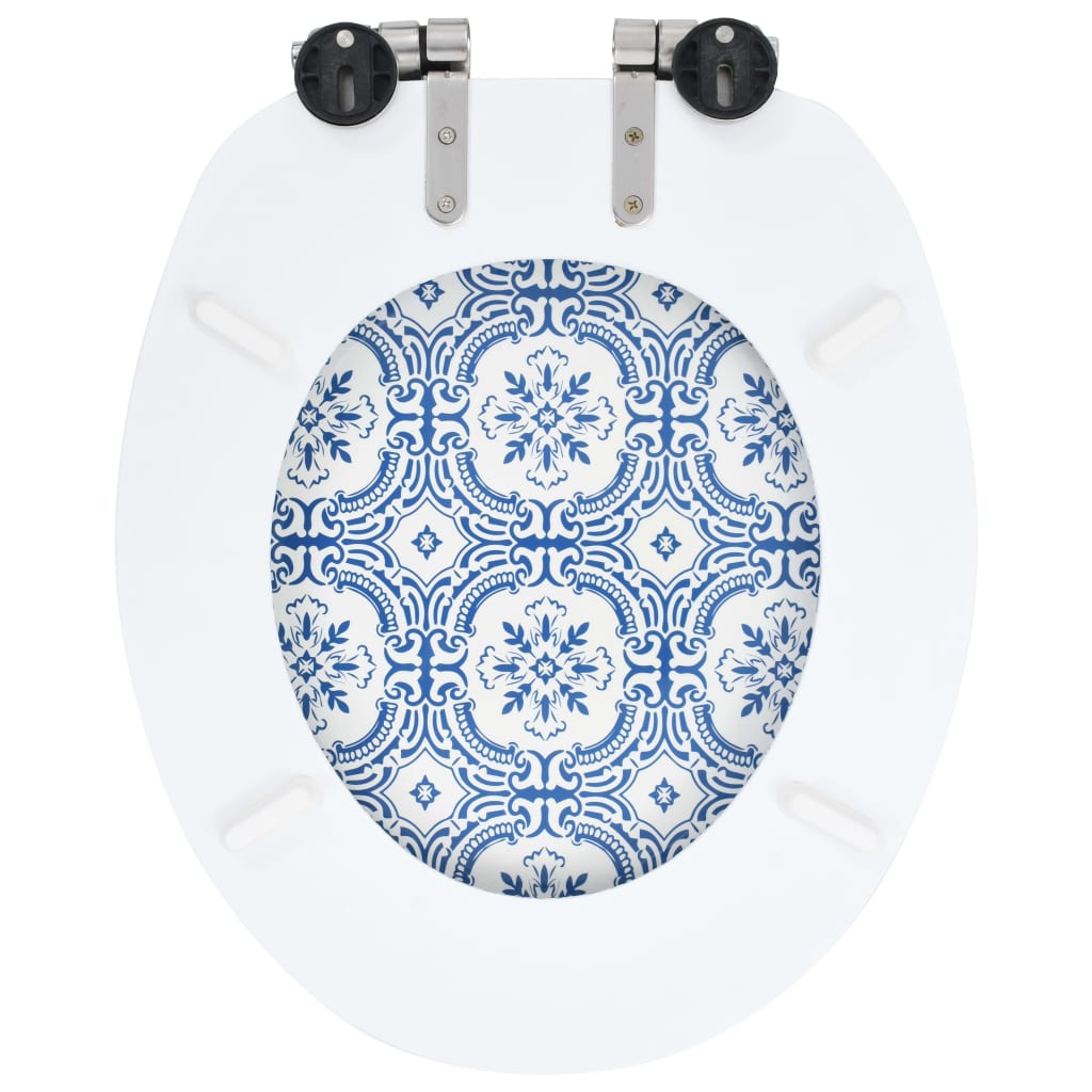 vidaXL WC Toilet Seat with Soft Close Lid MDF Porcelain Design