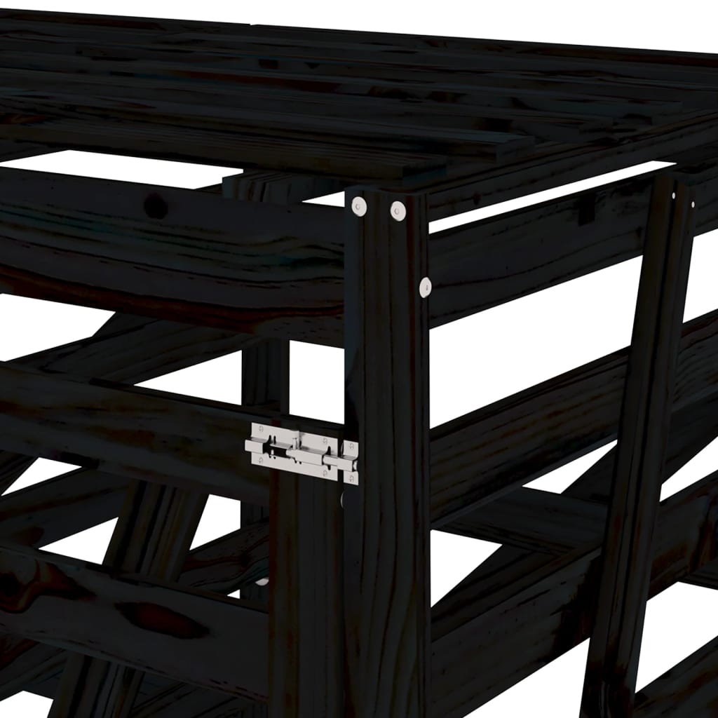 vidaXL Double Wheelie Bin Storage Black Solid Wood Pine