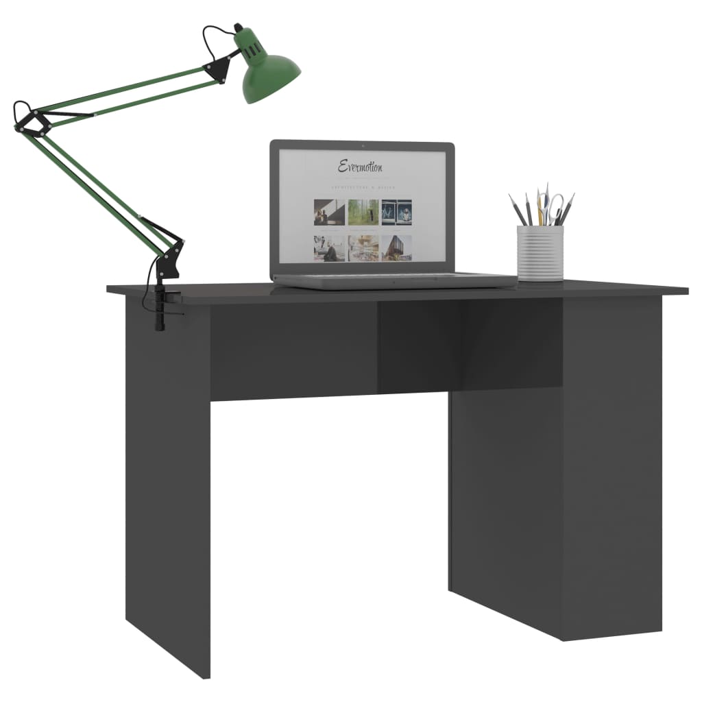 vidaXL Desk High Gloss Grey 110x60x73 cm Engineered Wood