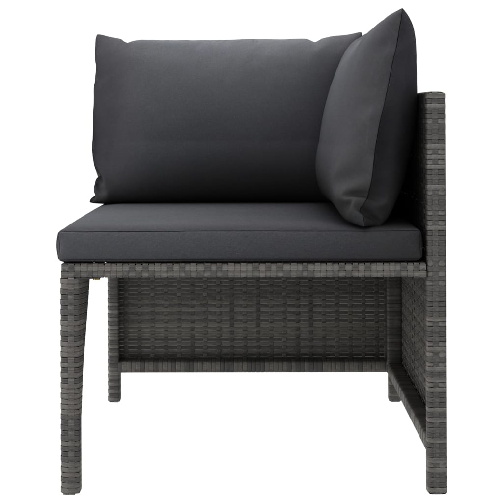 vidaXL 4-Seater Garden Sofa with Cushions Grey Poly Rattan