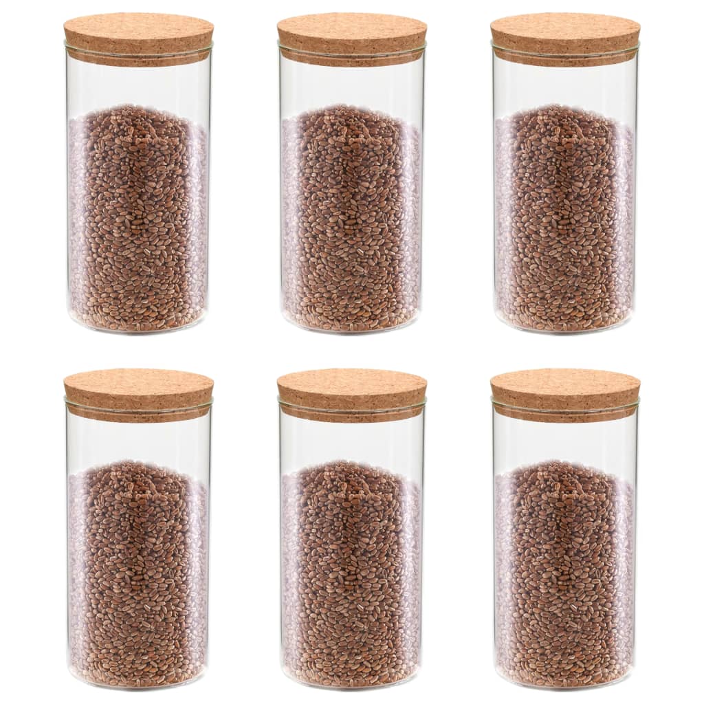 vidaXL Storage Glass Jars with Cork Lid 6 pcs 1100 ml
