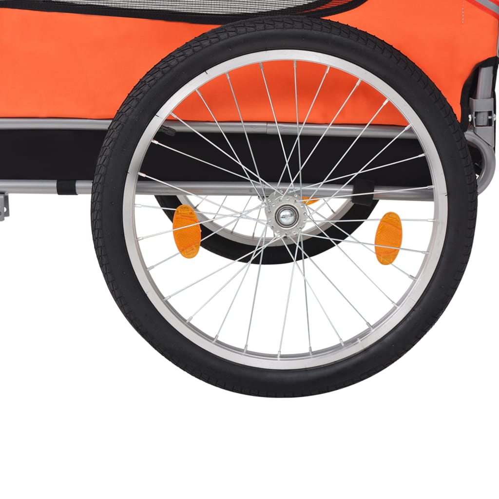vidaXL Dog Bike Trailer Orange and Grey