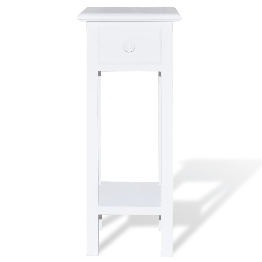 vidaXL Side Table with Drawer White
