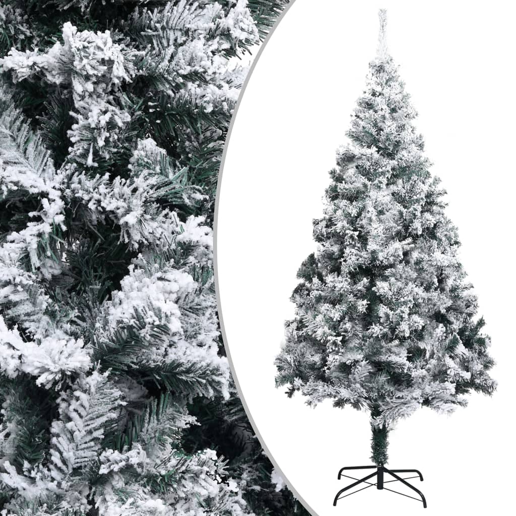 vidaXL Artificial Pre-lit Christmas Tree with Flocked Snow Green 300cm PVC