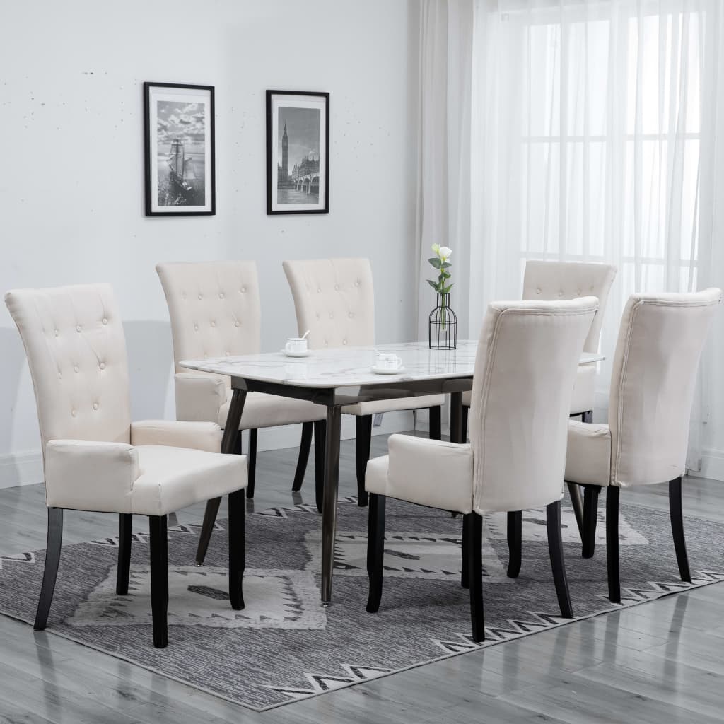 vidaXL Dining Chairs with Armrests 6 pcs Beige Fabric