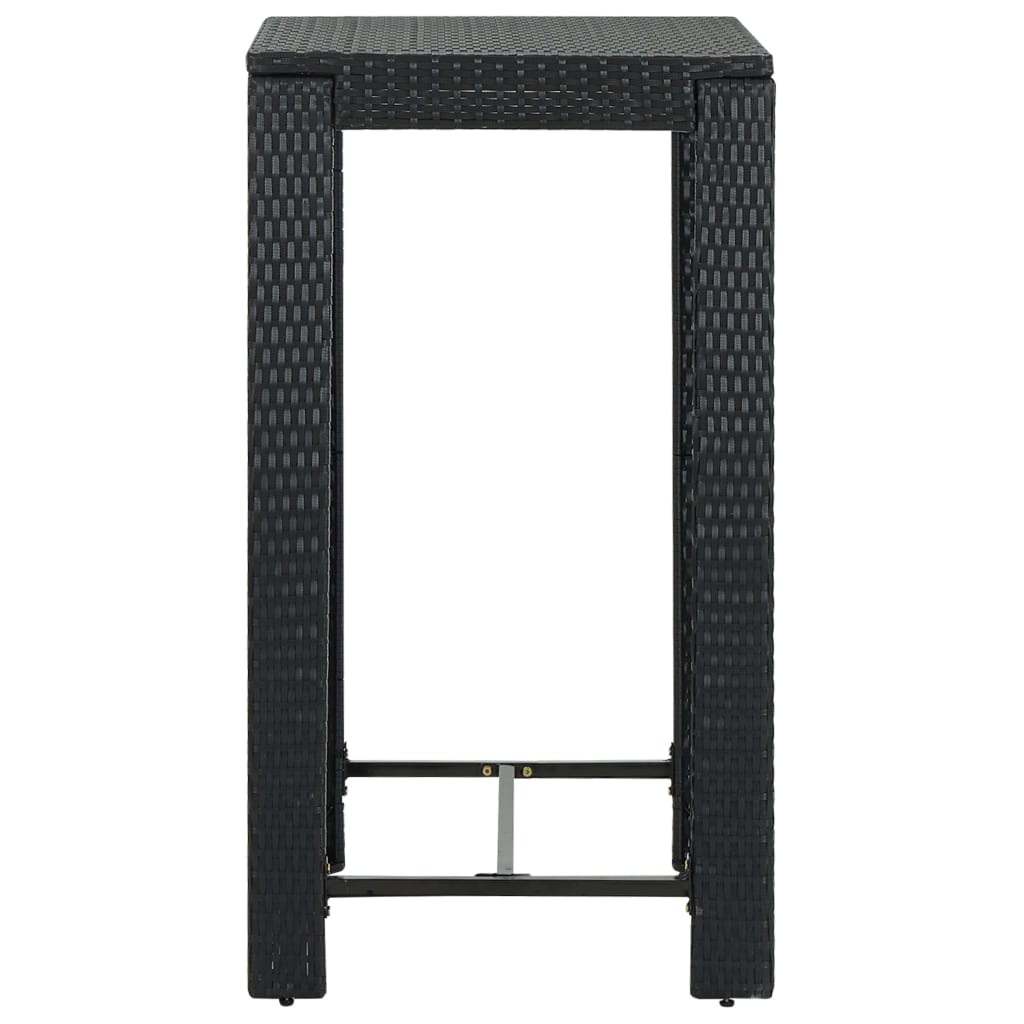 vidaXL Garden Bar Table Black 60.5x60.5x110.5 cm Poly Rattan