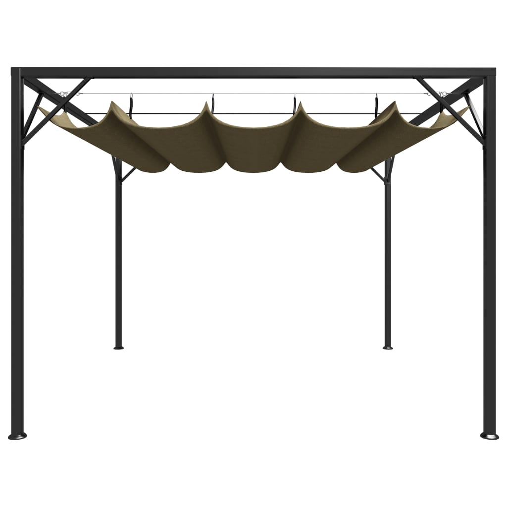 vidaXL Garden Gazebo with Retractable Roof 3x3 m Taupe 180 g/m²