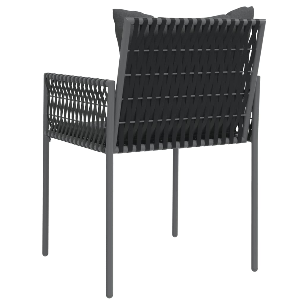 vidaXL Garden Chairs with Cushions 2 pcs Black 54x61x83 cm Poly Rattan