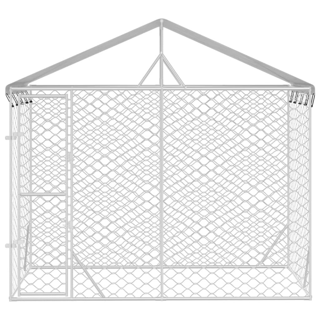 vidaXL Outdoor Dog Kennel with Roof Silver 3x1.5x2.5 m Galvanised Steel